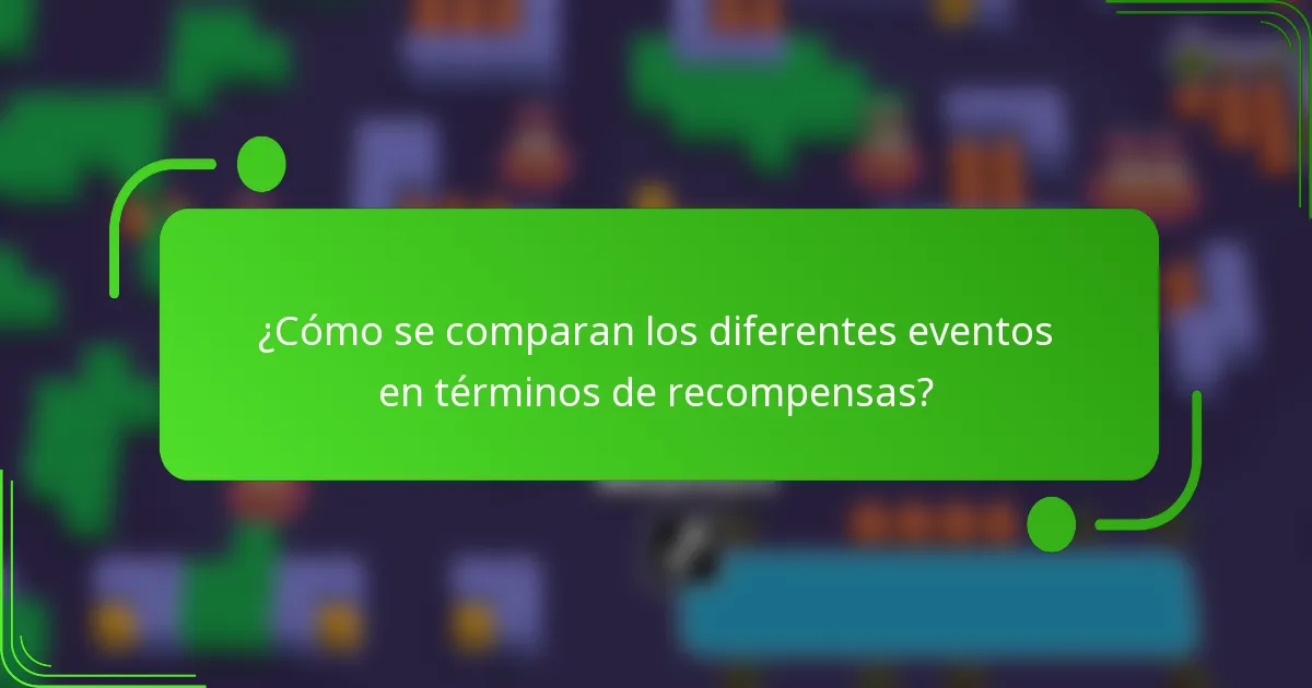 ¿Cómo se comparan los diferentes eventos en términos de recompensas?